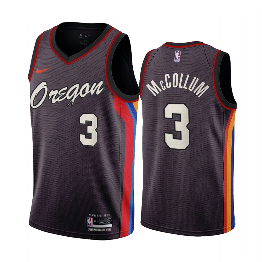 Men's Portland Trail Blazers #3 C.J. McCollum 2020-21 Coffee NBA City Edition Stitched Jersey